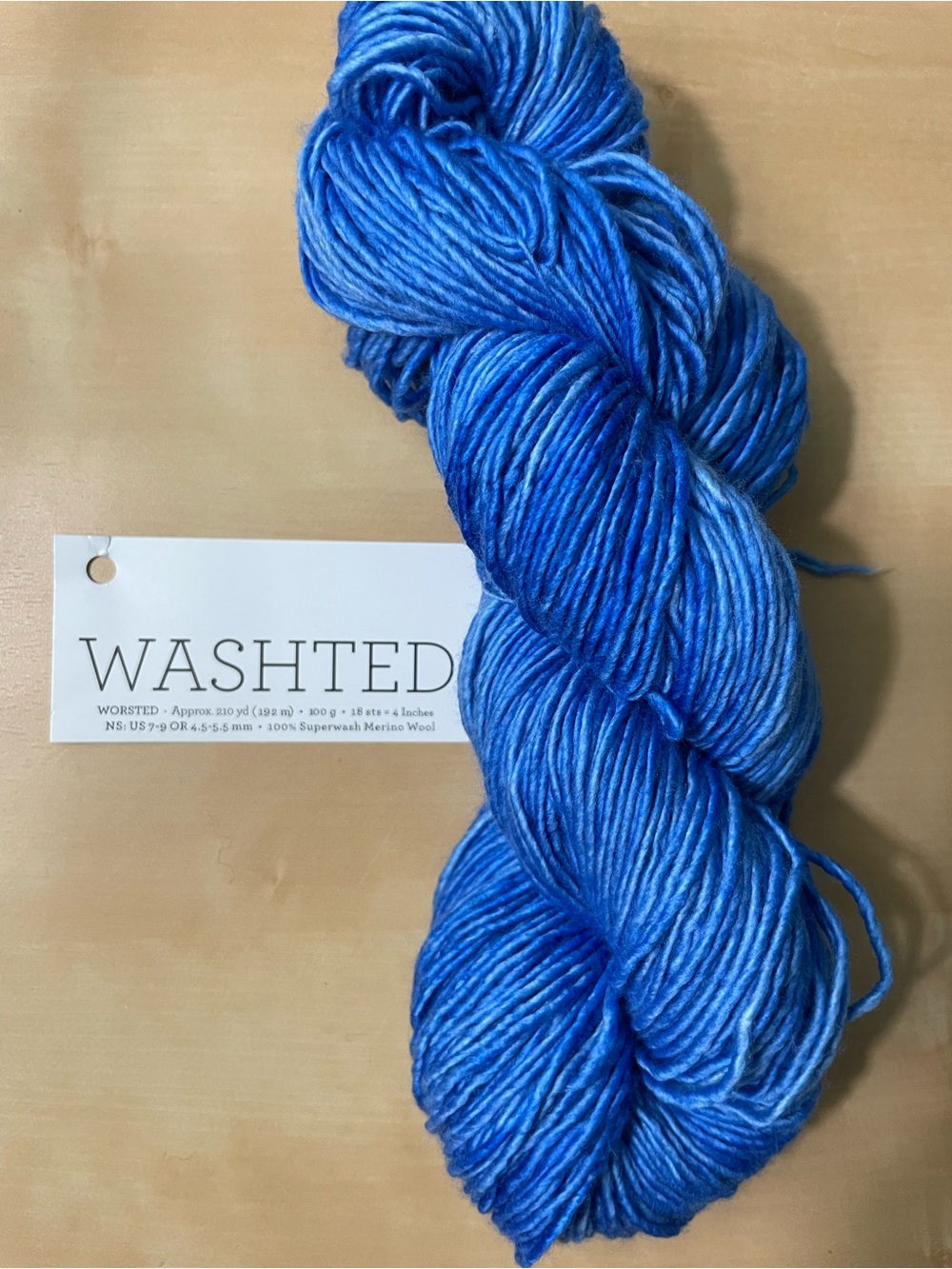 Washted Worsted Superwash Merino Wool Yarn - Blue